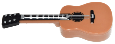 Minifigure, Utensil Guitar Acoustic with Black Neck and Silver Strings Pattern