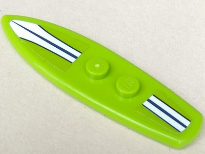 Minifigure, Utensil Surfboard Standard with White and Dark Green Lines Pattern (Stickers) - Set 41315