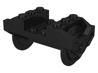 Train Wheel RC, Holder with 2 Black Train Wheel and Chrome Silver Train Wheel, Metal Axle with Slots (2878 / 2879 / bb0837)