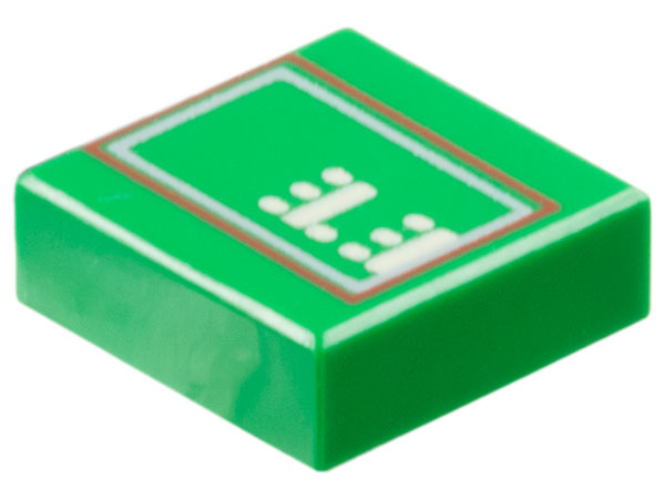 Tile 1 x 1 with Red Rectangle, White Lines and Dots Pattern