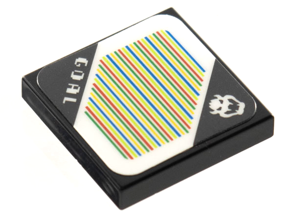 Tile 2 x 2 with Groove with Super Mario Scanner Code Bowser Head and 'GOAL' Pattern (Sticker) - Sets 71360 / 71387 / 71403