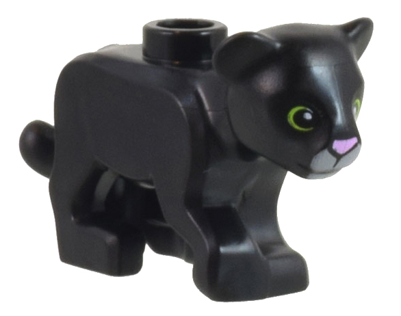 Lion Baby Cub with Bright Pink Nose, Light Bluish Gray Muzzle, and Lime Rings around Eyes Pattern (Panther Tendi)