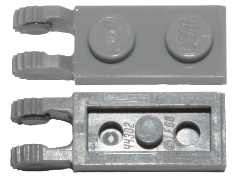 Hinge Plate 1 x 2 Locking with 2 Fingers on End and 9 Teeth with Bottom Groove