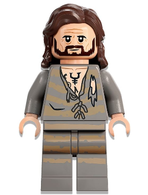 Sirius Black - Dark Brown Hair, Light Bluish Gray Tattered Striped Shirt