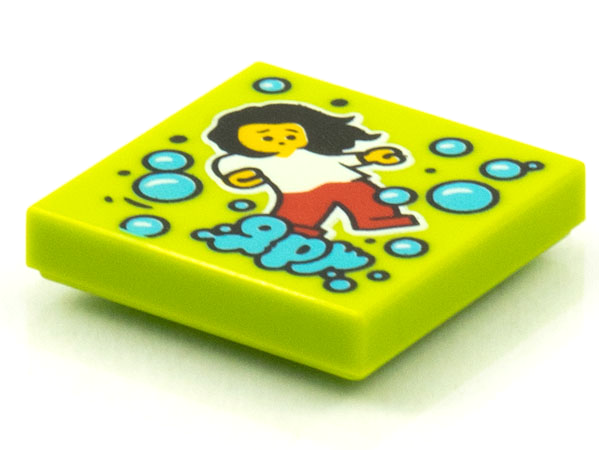 Tile 2 x 2 with Groove with BeatBit Album Cover - Dancing Girl and Medium Azure Bubbles Pattern