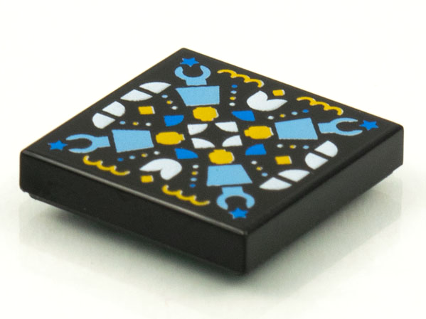 Tile 2 x 2 with Groove with BeatBit Album Cover - Geometric Minifigure Heads, Arms and Quarter Tiles Pattern