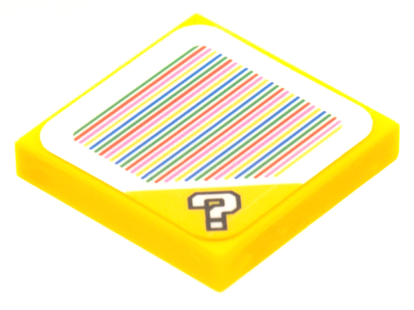 Tile 2 x 2 with Super Mario Scanner Code Question Mark Block Pattern (Sticker) - Sets 30385 / 71360 / 71369 / 71387 / 71390 / 71403 / 71412 / 71432 / 77907