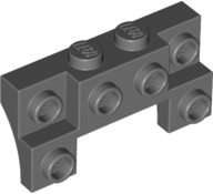 Brick, Modified 2 x 4 - 1 x 4 with 2 Recessed Studs and Thin Side Arches