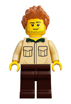 Dad, Stubble, Shirt with Dark Green Collar, Medium Nougat Hair Spiked
