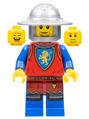 Lion Knight - Male, Flat Silver Broad Brim Helmet