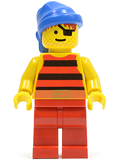 Pirate Red / Black Stripes Shirt, Red Legs, Blue Bandana