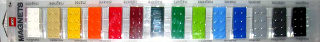 Magnet Set, Bricks 2 x 4 (14), Classic Large 4 (Tan and Dark Red) blister pack