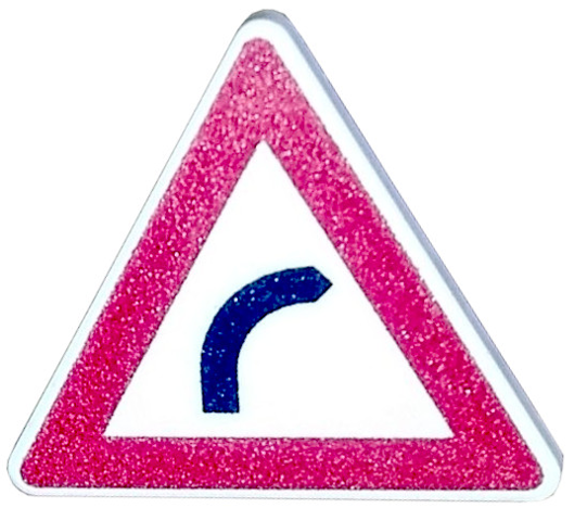 Road Sign 2 x 2 Triangle with Clip with Red Border and Black Curve Ahead Pattern