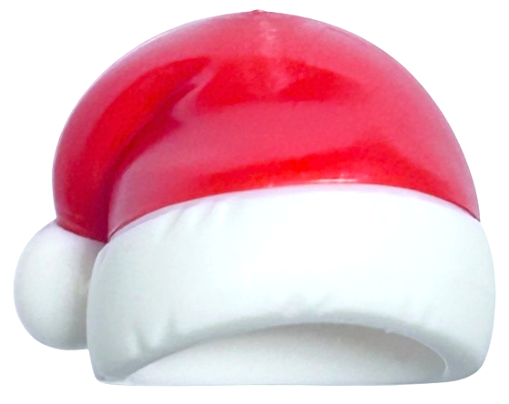 Minifigure, Headgear Cap, Santa with Molded Red Top Pattern