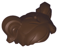 [P 35701 (Dark Brown)] Minifigure, Hair Short, Parted with Two Pigtails, Hole for Pin on Top