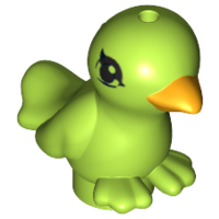 [P 98388pb02 (Lime)] Bird, Friends / Elves with Bright Light Orange Beak and Black Eyes Pattern