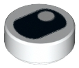 [P 98138pb066 (White)] Tile, Round 1 x 1 with Black Eye Squinting with Pupil in Corner Pattern