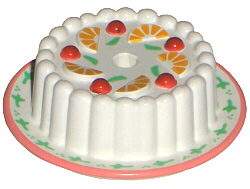 [P 33013pb01 (White)] Cake with Red Cherries and Orange Wedges Pattern