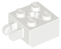Hinge Brick 2 x 2 Locking with 2 Fingers Vertical and Axle Hole, 9 Teeth