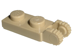 Hinge Plate 1 x 2 Locking with 2 Fingers on End and 9 Teeth with Bottom Groove