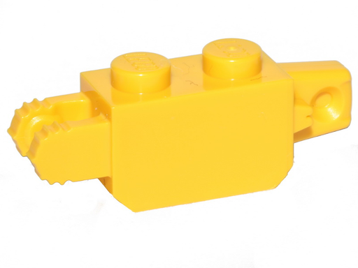 [P 39893 (Yellow)] Hinge Brick 1 x 2 Locking with 1 Finger Vertical End and 2 Fingers Vertical End, 7 Teeth