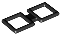 [P 35366 (Black)] Bar 2 1/4 x 5 1/4 Double Squares (BrickHeadz Glasses Square)