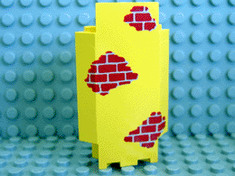 [P 2345pb02 (Yellow)] Panel 3 x 3 x 6 Corner Wall with Red Bricks Scattered Pattern