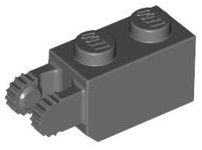 Hinge Brick 1 x 2 Locking with 2 Fingers Vertical End, 9 Teeth