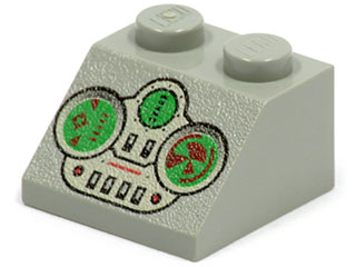 [P 3039px13 (Light Gray)] Slope 45 2 x 2 with Green and Light Gray Controls Pattern