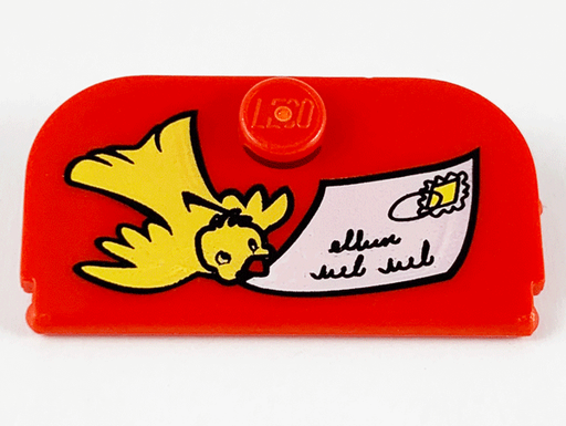 [P 33326pb01 (Red)] Container, Mailbox 4 x 4 Door with Bird and Envelope Pattern