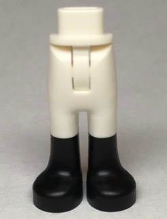 [P 67072c00pb005 (White)] Mini Doll Hips and Trousers with Back Pockets with Molded Black Lower Legs / Boots Pattern - Thin Hinge