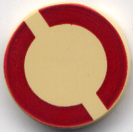 [P 4150px33 (Tan)] Tile, Round 2 x 2 with Dark Red SW Semicircles Pattern
