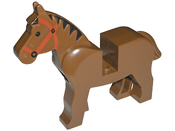 [P 4493c01pb01 (Brown)] Horse with Black Eyes, Red Bridle, Black Mane Pattern