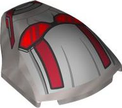 [P 85834pb05 (Flat Silver)] Large Figure Armor, Smooth with 2 x 2 Round Brick Attachment with Red and Dark Red Ant-Man Mask and Glasses Pattern