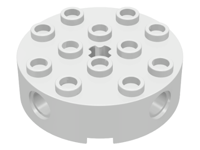 Brick, Round 4 x 4 with 4 Side Pin Holes and Center Axle Hole