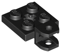 Plate, Modified 2 x 2 with Tow Ball Socket, Short, Flattened with Holes and Axle Hole in Center