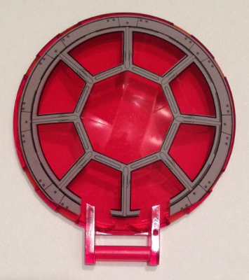 [P 18675pb05 (Trans-Red)] Dish 6 x 6 Inverted with Bar Handle with SW 8 Spoke Light Bluish Gray Frame and Rivets TIE Cockpit Pattern