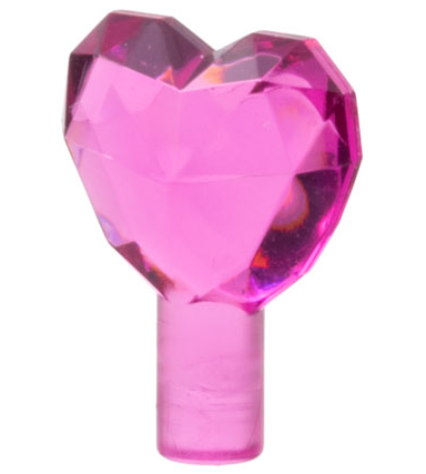 [P 15745 (Trans-Dark Pink)] Rock 1 x 1 Jewel Heart Shaped