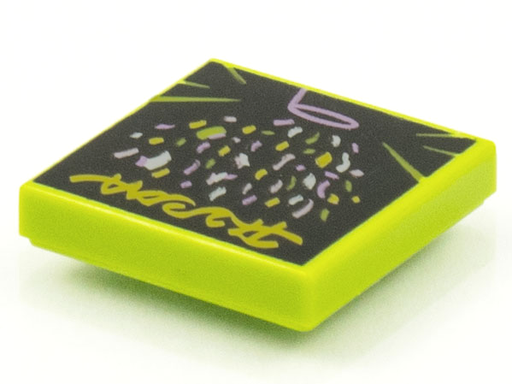 [P 3068bpb1552 (Lime)] Tile 2 x 2 with Groove with BeatBit Album Cover - Cone of Pastel Confetti Pattern