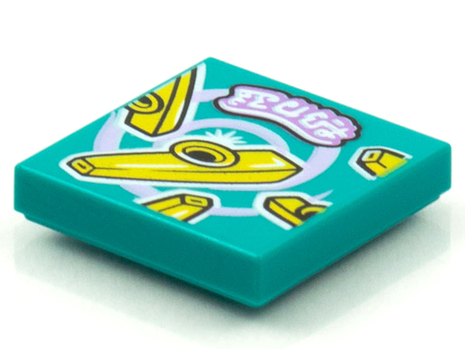 [P 3068bpb1566 (Dark Turquoise)] Tile 2 x 2 with Groove with BeatBit Album Cover - Kazoos Pattern