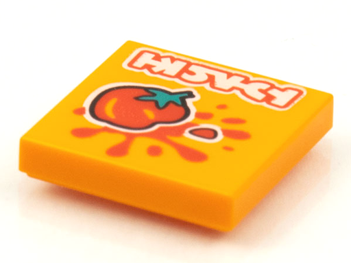 [P 3068bpb1617 (Orange)] Tile 2 x 2 with Groove with BeatBit Album Cover - Squashed Tomato Pattern