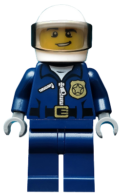 [M cty0484 (No Colour)] Police - City Motorcycle Officer, Lopsided Grin