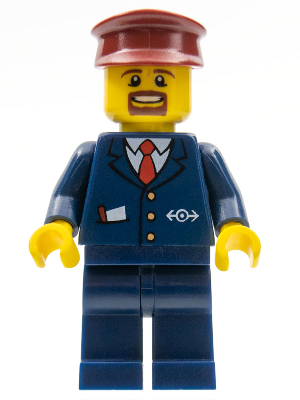 [M trn237 (No Colour)] Dark Blue Suit with Train Logo, Dark Blue Legs, Dark Red Hat, Brown Moustache and Goatee