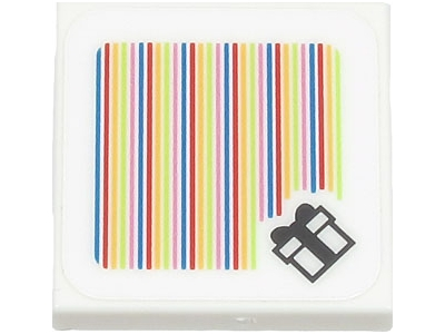 [P 3068pb2095 (White)] Tile 2 x 2 with Super Mario Scanner Code Gift Box Pattern (Sticker) - Set 71403