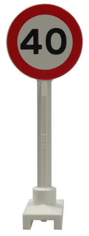 [P 14pb04 (White)] Road Sign Round with 40 Pattern