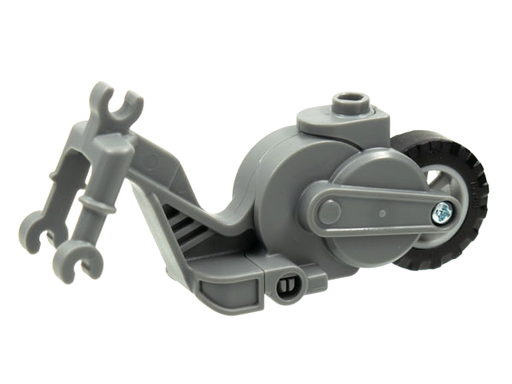 [P 69869c01 (Dark Bluish Gray)] Flywheel Stuntz Riding Cycle with Light Bluish Gray Rear Wheel and Black Tire