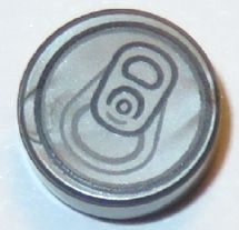 [P 98138pb033 (Flat Silver)] Tile, Round 1 x 1 with Soda Pop Can Top Pattern