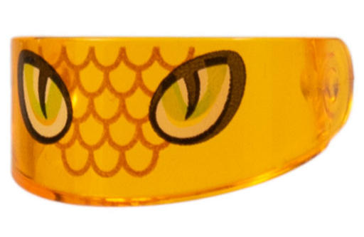 [P 2447pb05 (Trans-Orange)] Minifigure, Visor Standard with Black and Lime Snake Eyes, Orange Scales Pattern