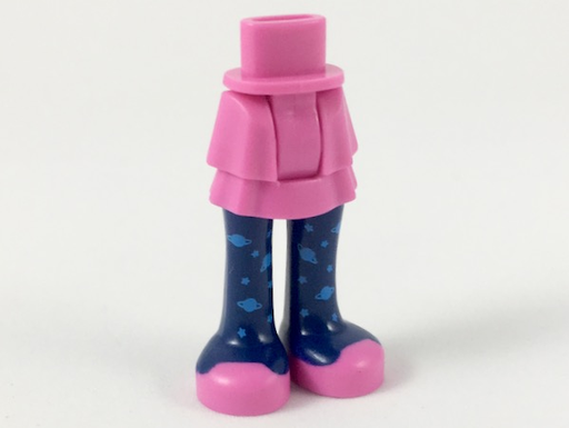 [P 92250c00pb19 (Dark Pink)] Mini Doll Hips and Skirt Layered, Dark Blue Leggings with Dark Azure Planets, Dark Pink Shoes Pattern - Thick Hinge