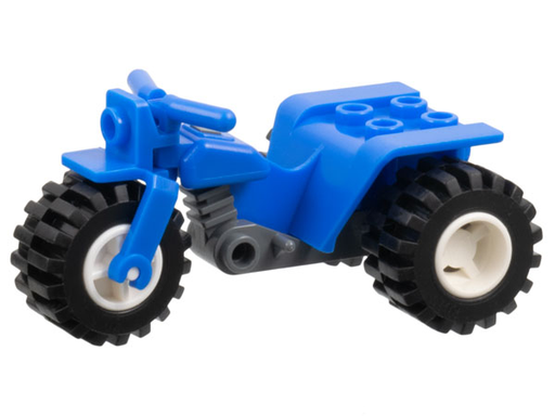 Tricycle with Dark Bluish Gray Chassis and White Wheels - Notched Holes on Rear Wheels